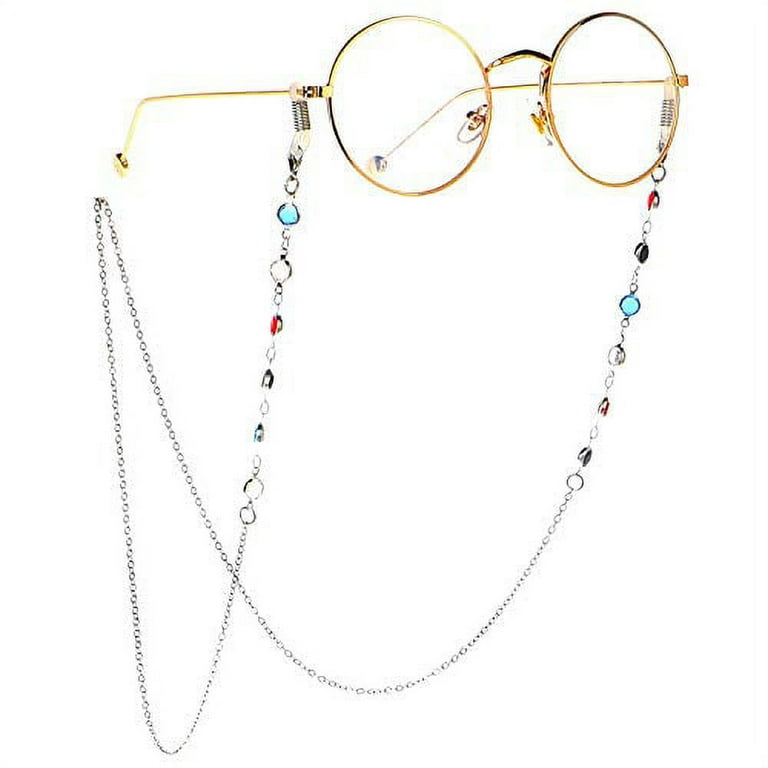 LANG XUAN Eyeglass Chains Glasses Reading Eyeglasses Holder Strap Cords  Lanyards - Eyewear Retainer for Women (Stone Silver) 