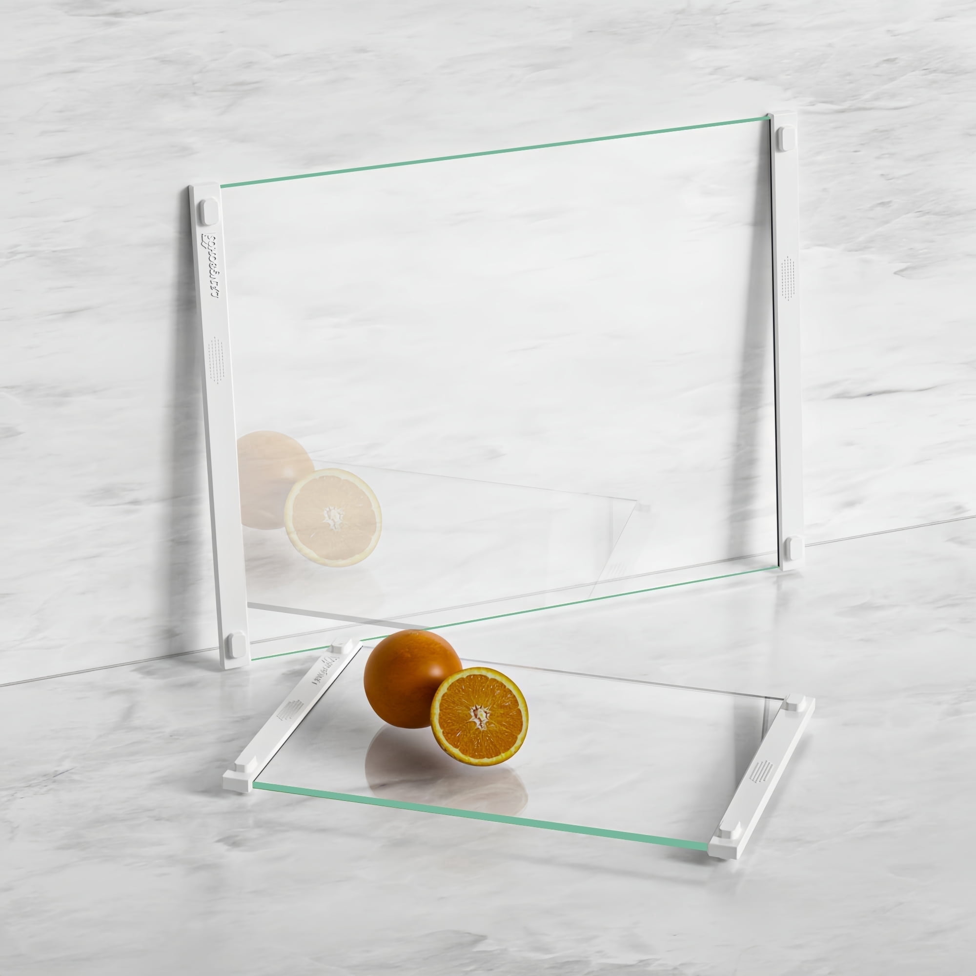 LANGBOHOS 2PCS Glass Cutting Board with Silicone Grip, 80% Stronger Shatter Resistance and Slip Resistance,No Scratches/Microplastic-Free,Dishwasher Safe, Non Toxic Chopping Board for Kitchen-White