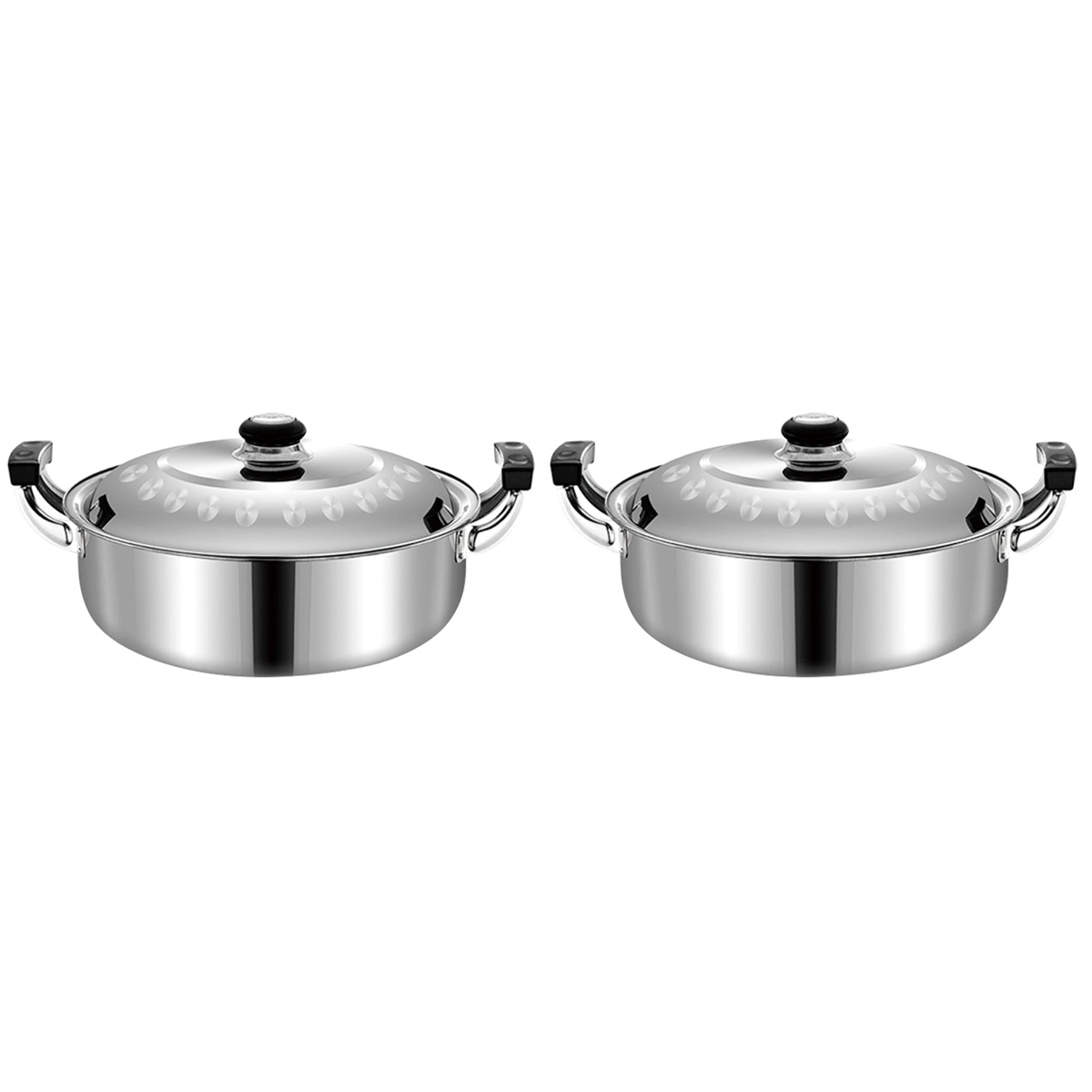 LANGERIY 2pcs Dual Handle Hotpot Pot Stainless Steel Divided Hot Pot Multi-function Stockpot Home Accessory
