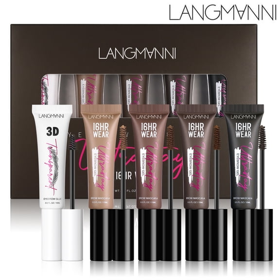 LANGMANNI Eyebrow Gel Set,4 Pcs Colors Eyebrow dye cream+1 Pc Lamination Glue 3D Clear Contouring Eyebrow Gel(Eyebrow 5Pcs Set)