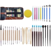 LANGQUN 35pcs Clay Sculpting and Pottery Tools Kit - Air Dry Polymer Dotting Ceramic Supplies for Modeling Shaping For Kids Adults