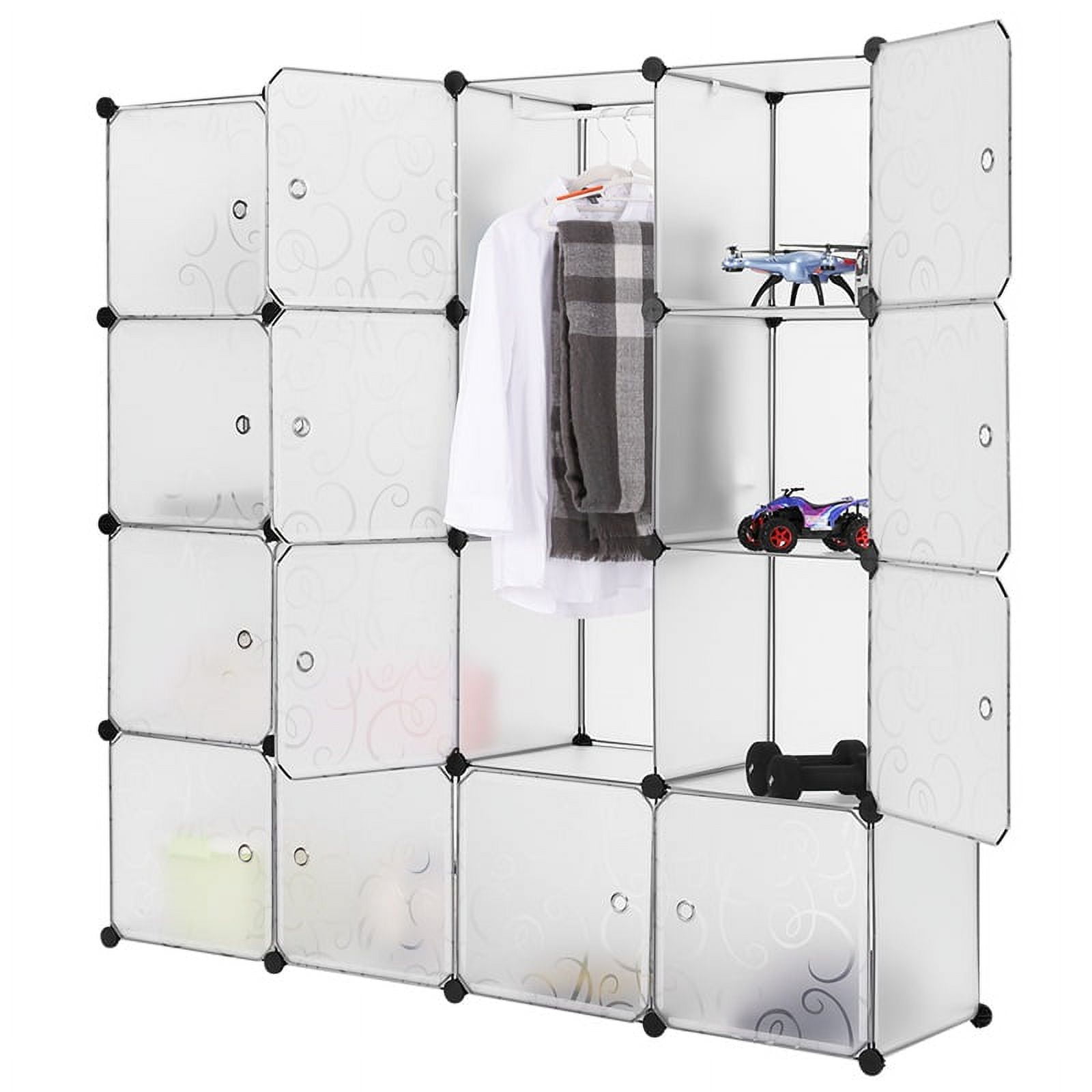LANGRIA 16 Cube Organizer Stackable Plastic Cube Storage Shelves