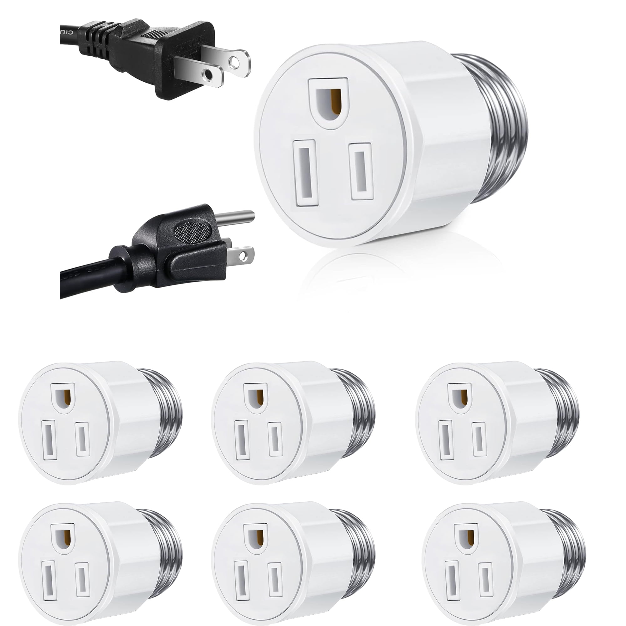 LANGSONGHONG 6-Pack E26/E27 Light Socket to 3-Prong Outlet Adapter ...