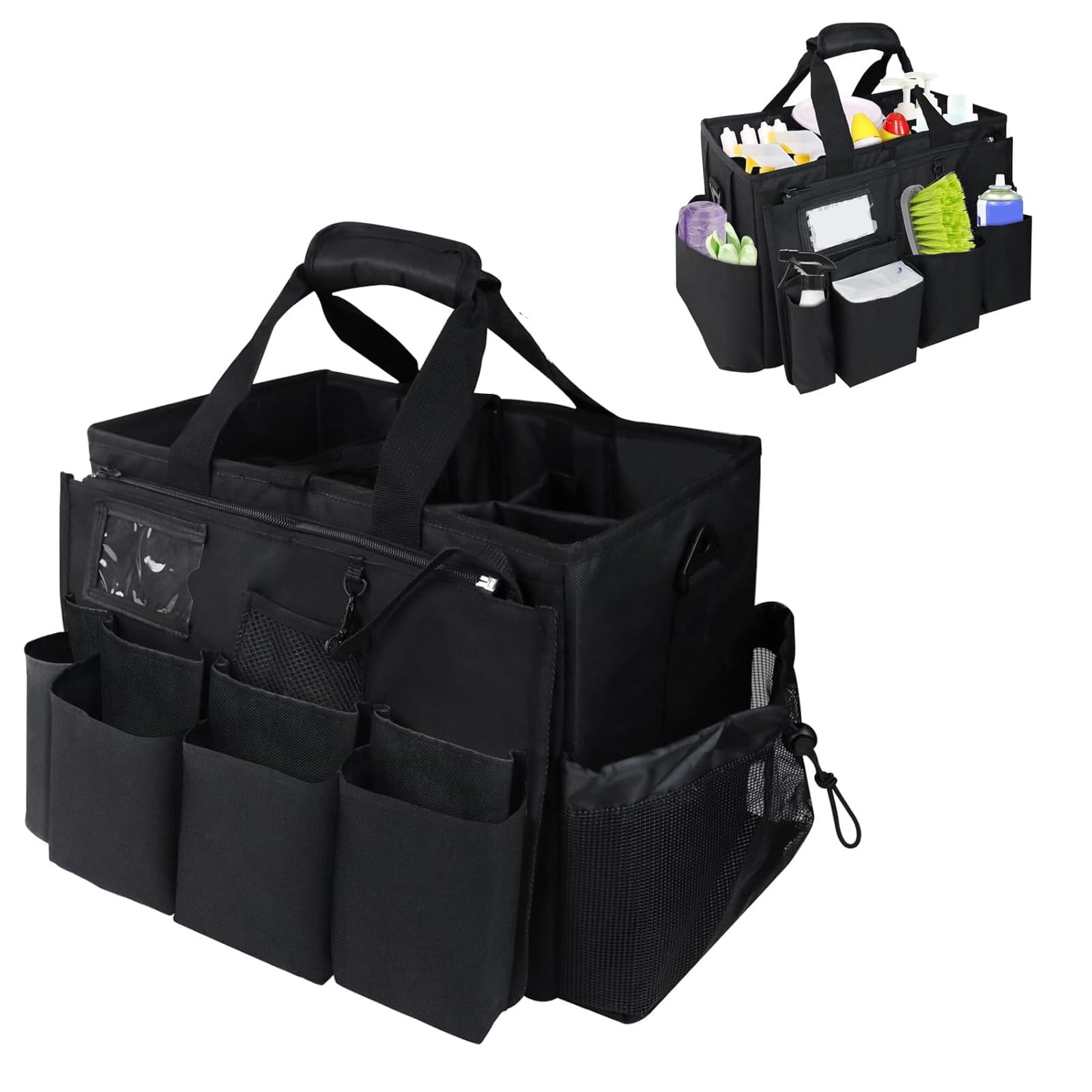 LANGSONGHONG Large Cleaning Caddy Bag, with Multi Pockets, for Car Accessories, Cleaners, Under Sink and Housekeeper