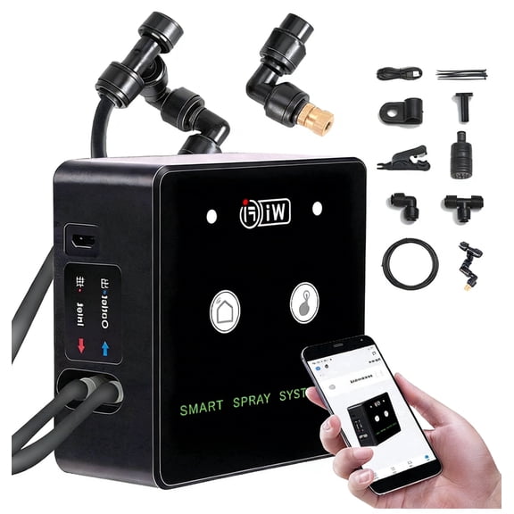 LANGSONGHONG Spray Kit, Wifi Rainforest Terrarium Timed Fogging System Reptile, with 360° Rotatable 4 Nozzle, App Control and Timer Function(32.8 feet 4 Nozzle)