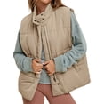 thumbnail image 1 of LANGWYQU Autumn Winter Women Sleevelss Stand Collar Casual Zipper Jacket Vest Coat, 1 of 1