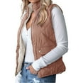 thumbnail image 1 of LANGWYQU Fall Winter Women Sleeveless Stand Collar Warm Fleece Vest Jacket Coat, 1 of 4