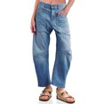 thumbnail image 1 of LANGWYQU High Waist Women Wide Leg Jeans Female Casual Denim Pants With Pocket, 1 of 5