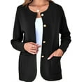 thumbnail image 1 of LANGWYQU Long Sleeve Crewneck Women Button-Down Knit Cardigan Coat With Pocket, 1 of 5