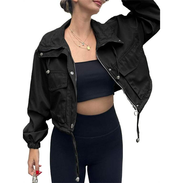 Casual Solid Draw String Turndown Collar Outerwear Casual Solid Draw String Turndown Collar Outerwear