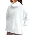 thumbnail image 1 of LANGWYQU Long Sleeve Turtle Neckline Women Casual Hoodies Side Zipper Sweatshirt, 1 of 5