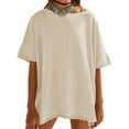 thumbnail image 1 of LANGWYQU Summer Oversize Women Short Sleeved Loose Casual Shirt Tops, 1 of 5