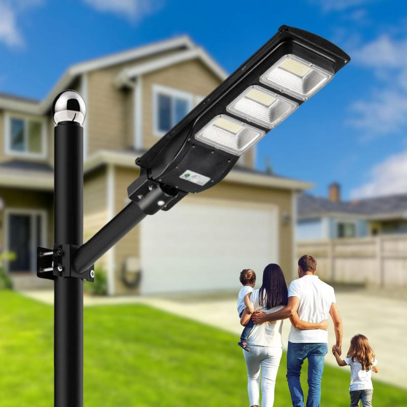 Solar Street Light, 10000Lumens LED Solar Power Street Light with PIR  Motion Sensor Dusk to Dawn Outdoor Solar Lighting for Street, Park,  Garden,Courtyard, Walkway, IP66 Waterproof Lamp+Pole 