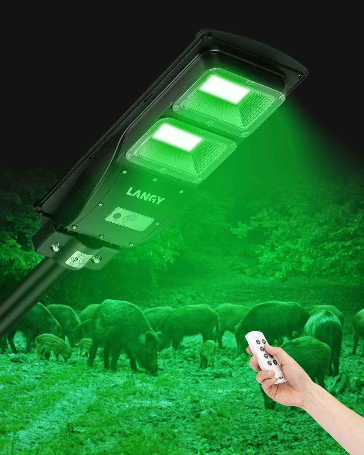 LANGY Hog Hunting Lights, Solar Green Light for Hunting Hogs Deers