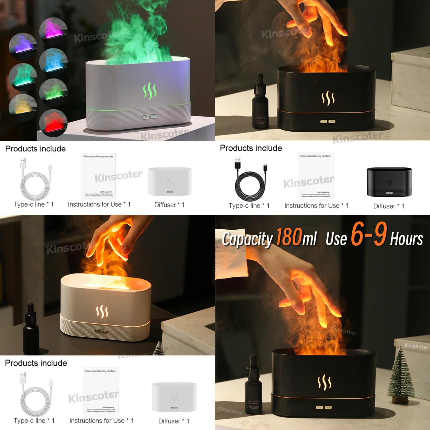 LANHSM USB Desktop Aromatherapy Diffuser with Flame Diffuser for