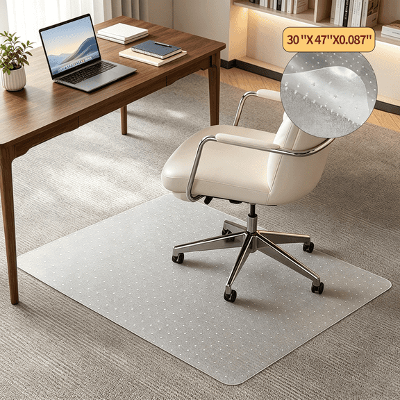 LANHUE 30"x47" Office Chair Mat for Carpet - Computer Desk Mat for Carpeted Floors, Easy Glide Rolling Plastic Clear Carpet Protector for Office Chair on Carpet for Work, Home, Gaming