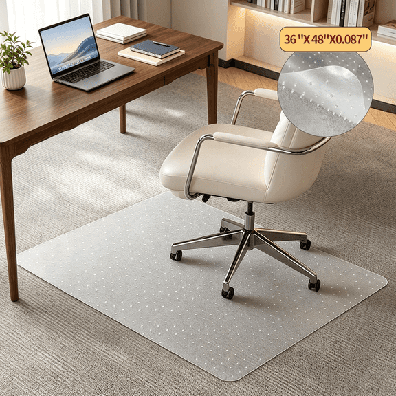 LANHUE 36 "X 48" Office Chair Mat for Carpet - Computer Desk Mat for Carpeted Floors, Easy Glide Rolling Plastic Clear Carpet Protector for Office Chair on Carpet for Work, Home, Gaming