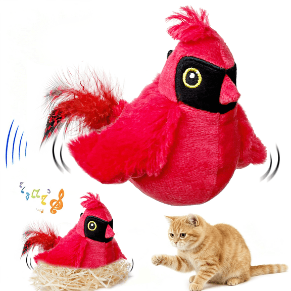 LANHUE Interactive Cat Toys for Indoor Cats, No Flying, Flapping Wings with Chirp Sound, Touch Activated Kitten Toys for Boredom, Rechargeable Kitty Supplies for Exercise