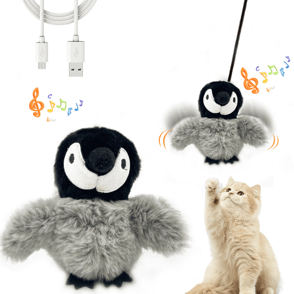 LANHUE Interactive Cat Toys for Indoor Cats, No Flying, Flapping Wings with Chirp Sound, Touch Activated Kitten Toys for Boredom, Rechargeable Kitty Supplies for Exercise