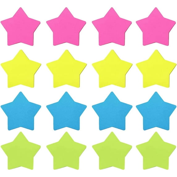 LANJILIFE Self-Stick Removable Star Shaped Sticky Notes,Bright Colors,16 Pads 25 Sheets/Pad 3x3 Inches,Easy to Post for Office,Home,Notebook, 3inx3inx 0.4in