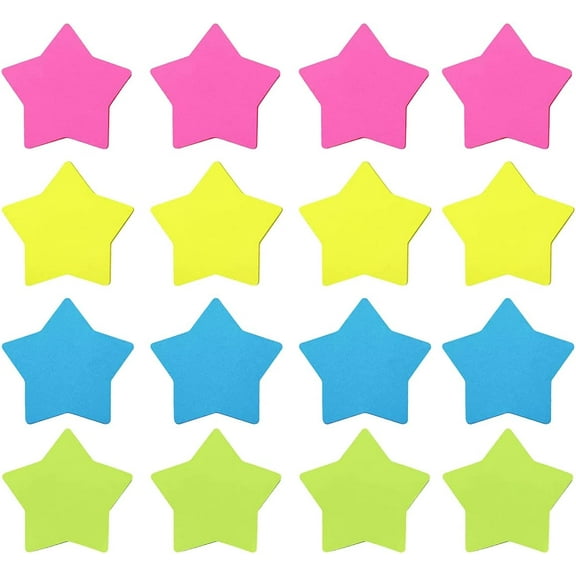 LANJILIFE Self-Stick Removable Star Shaped Sticky Notes,Bright Colors,16 Pads 25 Sheets/Pad 3x3 Inches,Easy to Post for Office,Home,Notebook, 3inx3inx 0.4in