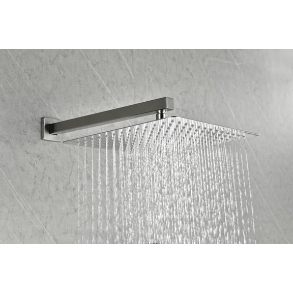 LANKANG 12 Inch Square Wall Mount Rainfall Shower Headwith Self Cleaning Nozzles Tool Free Installation