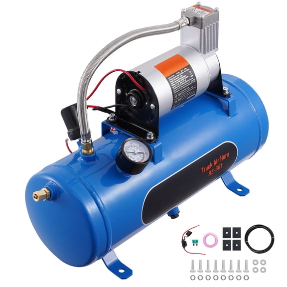 LANKANG 12V Onboard Air Compressor System with Storage Tank Train Horn Air Compressor for Tire Inflation Air Mattress Blue