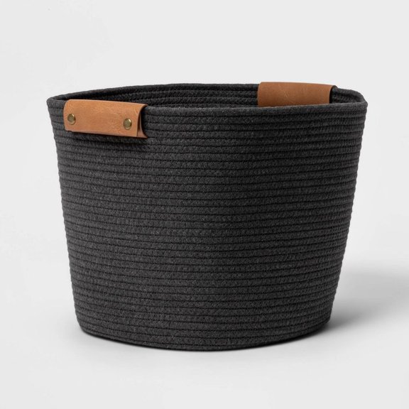LANKANG 13 Inch Cream Coiled Rope Decorative Storage Basket With Carrying Handles