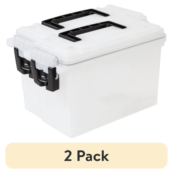 LANKANG 2 Pack Frost Lockable Stackable Plastic Utility Tool Storage Boxes 11.5" x 5.06" x 7.25" Hardware Organizer Cases