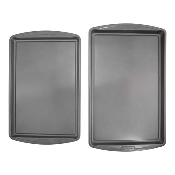LANKANG 2 Pack Nonstick Carbon Steel Cookie Baking Sheets 17x11 Inch 15x10 Inch Warp Resistant Dishwasher Safe Oven Bakeware Set
