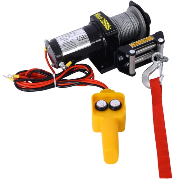 LANKANG 2000 LBS 12V ATV UTV Electric Winch Waterproof Steel Cable Off Road Towing Winch for Trailer Vehicle