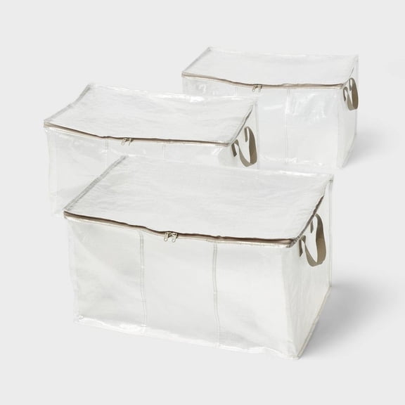 LANKANG 3 Pack Large Capacity Transparent Household Storage Bags With Zipper And Side Handles