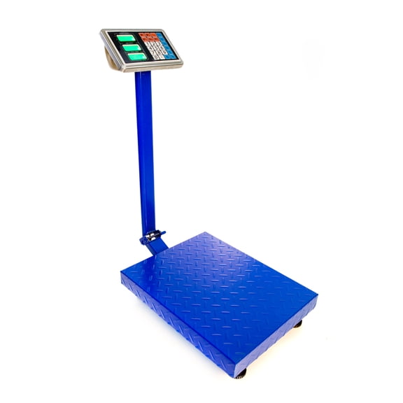 LANKANG 300KG 661LB Digital LCD Platform Scale Backlit Display Rechargeable Battery Tare Zero Accumulation Function Retail Shipping Postal Weighing Scale Blue Iron Frame