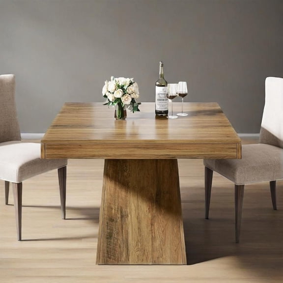 LANKANG 31.5 Inch Square Farmhouse Dining Table For 4 Persons Thick Waterproof Tabletop Heavy Pedestal Base Small Kitchen Breakfast Nook Table