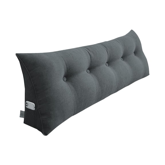 LANKANG 39.4 Inch Dark Grey Triangular Wedge Backrest Pillow Removable Washable Zipper Cover Ergonomic Support Cushion For Bed Sofa Reading Nook