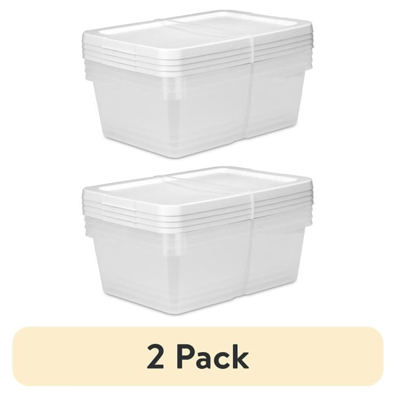LANKANG 4 Pack 12 Quart Clear Plastic Storage Bins White Snap-On Lids Stackable Household Organizer Containers
