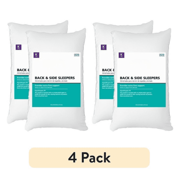 LANKANG 4 Pack King Size Extra Firm Bed Pillows Antimicrobial Support Pillows For Back & Side Sleepers Machine Washable
