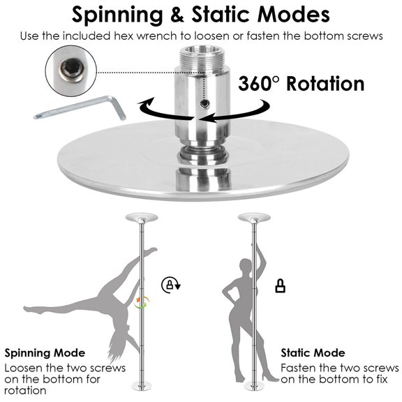 LANKANG 45mm Spinning Static Dance Pole Adjustable Height Heavy Duty Steel Pole Holds 551 LBS for Home Gym Club Fitness