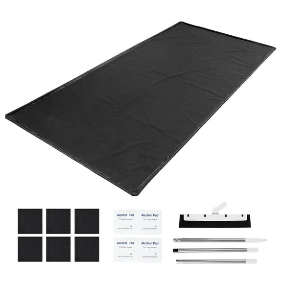 LANKANG 7 ft 9 in x 16 ft PVC Garage Containment Mat, Black NonSlip Waterproof Parking Floor Protector with Cleaning Squeegee for Snow, Rain, Mud Protection