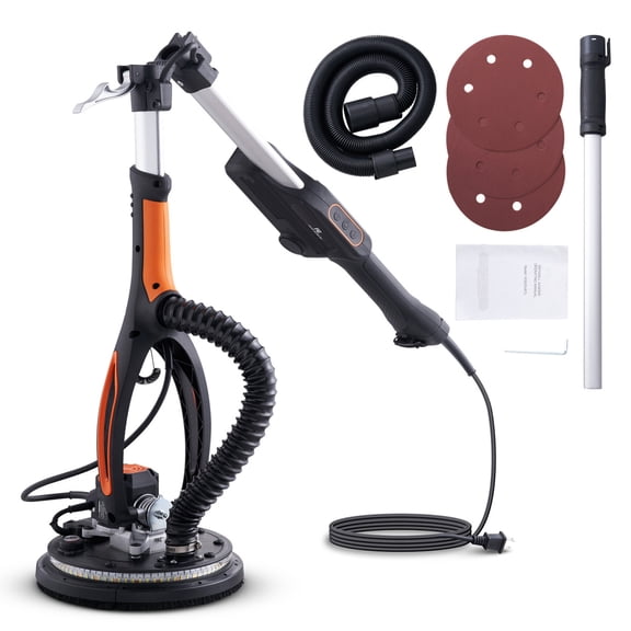LANKANG 800W Brushless Drywall Sander 1000-2300RPM Variable Speed Foldable Sanding Tool Black Orange
