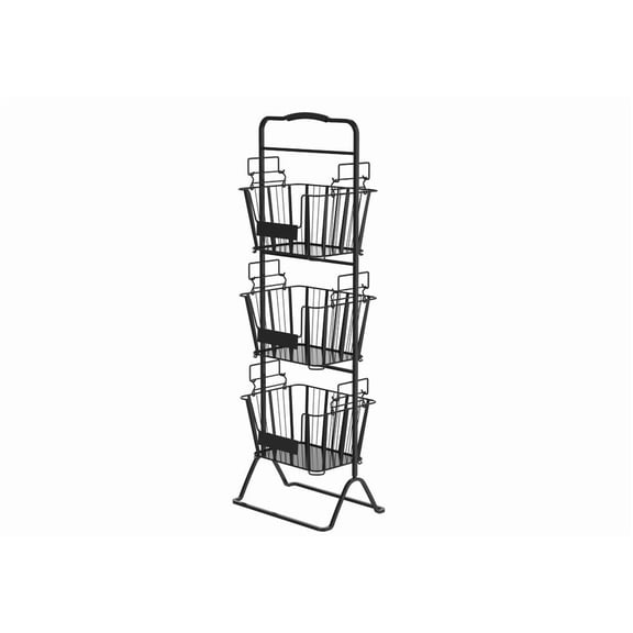 LANKANG Black 3 Tier Metal Wire Storage Stand With Stackable Removable Baskets Multi Purpose Kitchen Bathroom Office Corner Organizer Rack