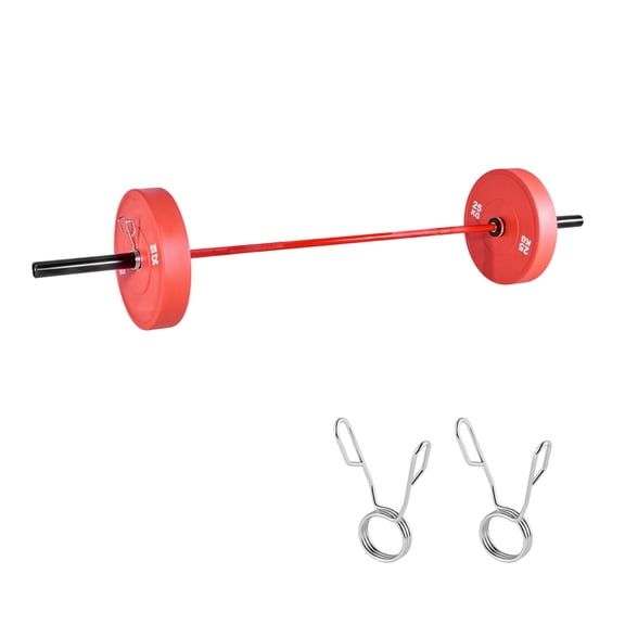 LANKANG Black Red 7Ft Weightlifting Barbell Bar 1000 LBS Max Load 2 Inch Sleeves Deep Knurled Rotating Bearings for Squat Deadlift Bench Press Strength Training