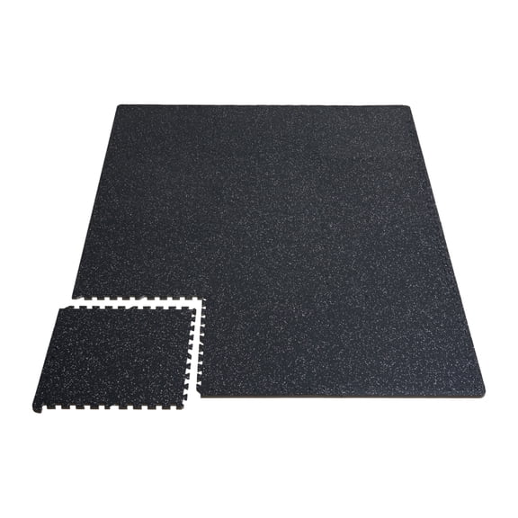 LANKANG Black White Interlocking Puzzle Gym Floor Mats Shock Absorbing Slip Resistant Dual Layer Workout Tiles Noise Reduction for Home Garage Fitness Use