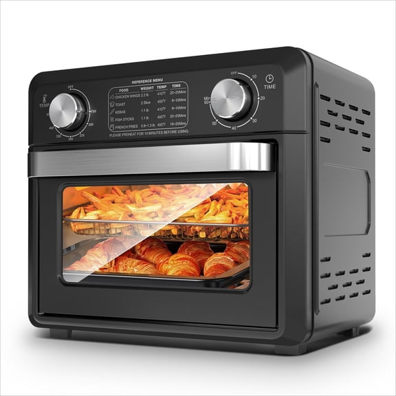 LANKANG Compact Countertop Convection Cooking Oven Multi Function Air Fry Toast Bake Machine Adjustable Temp Time Preset Menus Small Cooker for Single Couple Household