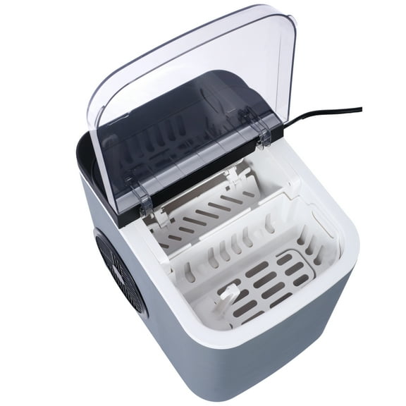 LANKANG Countertop Portable Ice Maker, Self-Cleaning Ice Machine, 26lbs/24H with Basket & Scoop, Gray