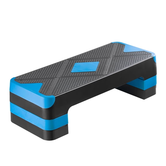LANKANG Height Adjustable Aerobic Workout Step Platform With 4 Stackable Risers Non Slip Textured Surface Shock Resistant Compact Stackable Fitness Stepper For HIIT Rehab Training Blue