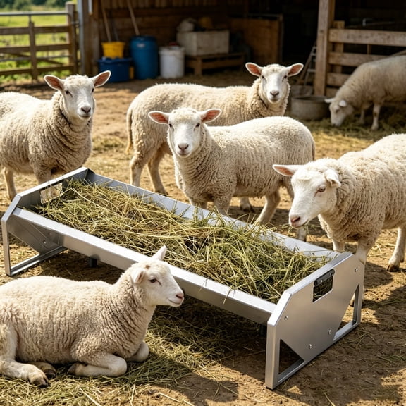 LANKANG Large Capacity Livestock Feeding Trough Smooth Rounded Edges Portable Rust Resistant Farm Animal Feed Container for Goat Sheep Horse Yard Use