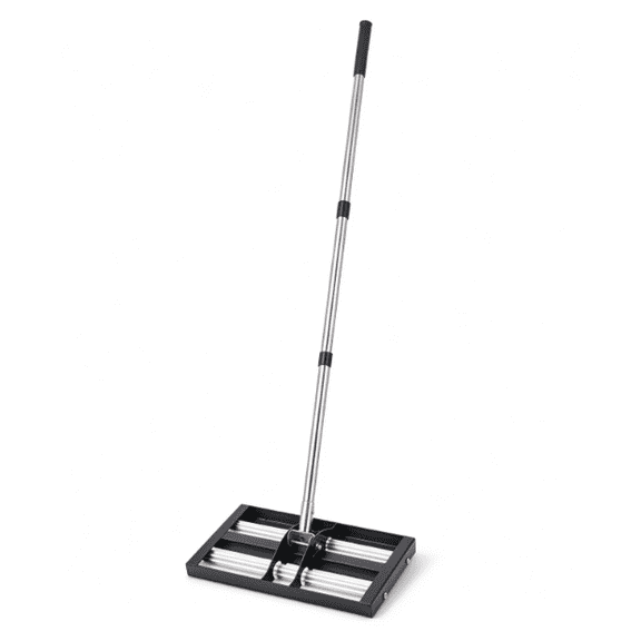 LANKANG Lawn Leveling Rake with Roller 17" x 10" Stainless Steel Leveler 63.4" Adjustable Handle for Yard Golf Court