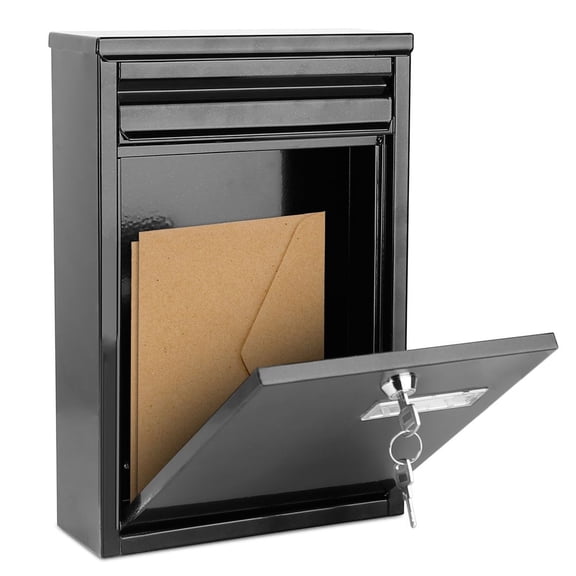 LANKANG Lockable Wall Mount Galvanized Iron Mailbox Security Drop Box with 2 Keys for Home Office Outdoor Use