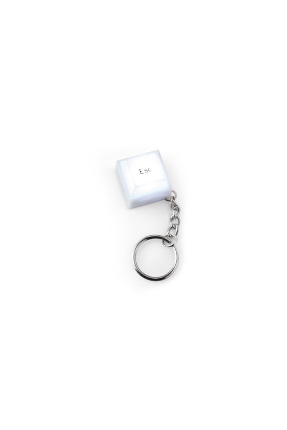 Mini ESC Mechanical Key Fidget Keychain With Super Bright White LED Light Replaceable Batteries Stainless Steel Key Ring For Stress Relief Night Lighting